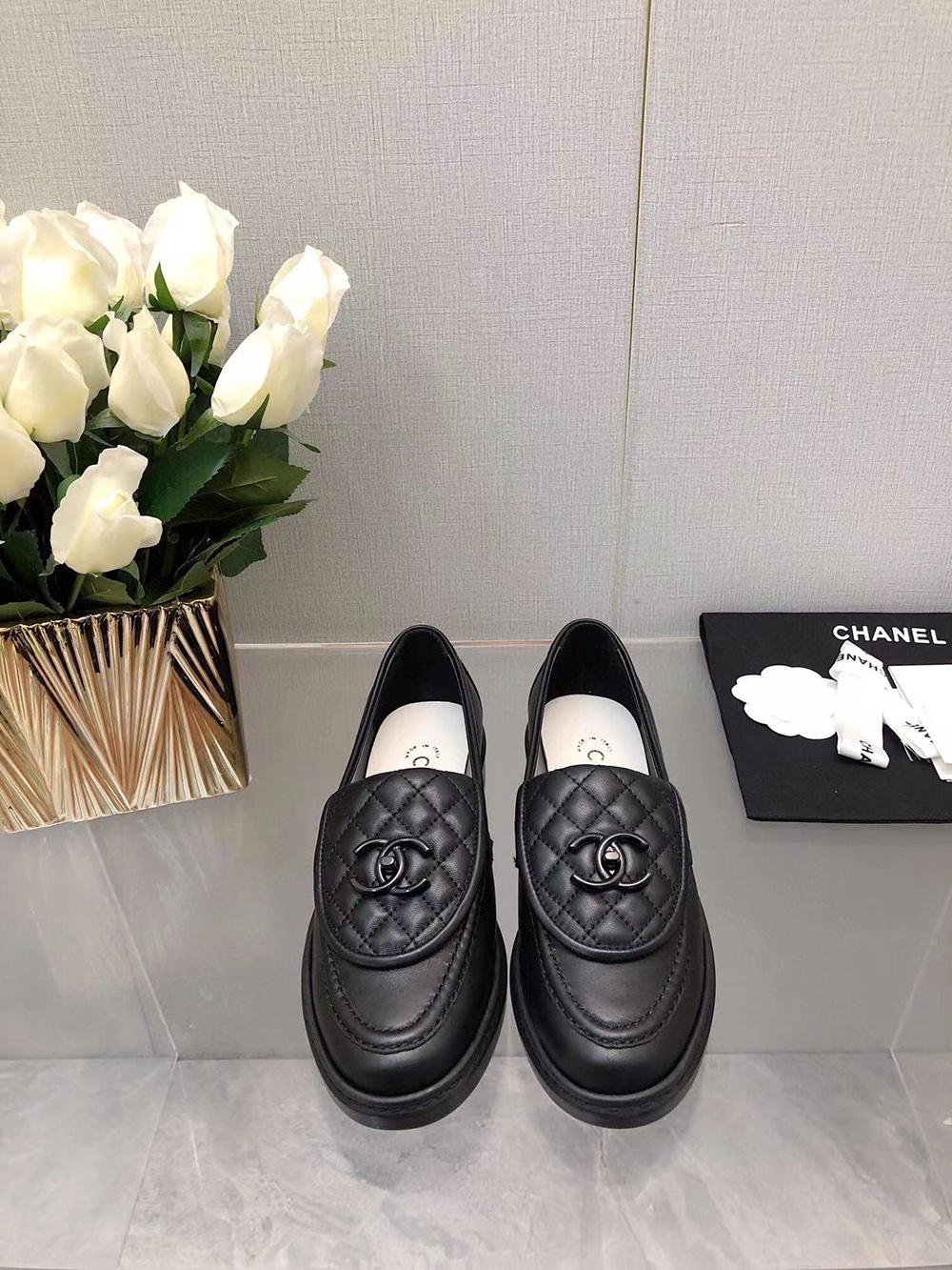 CHANEL CC Leather Loafers