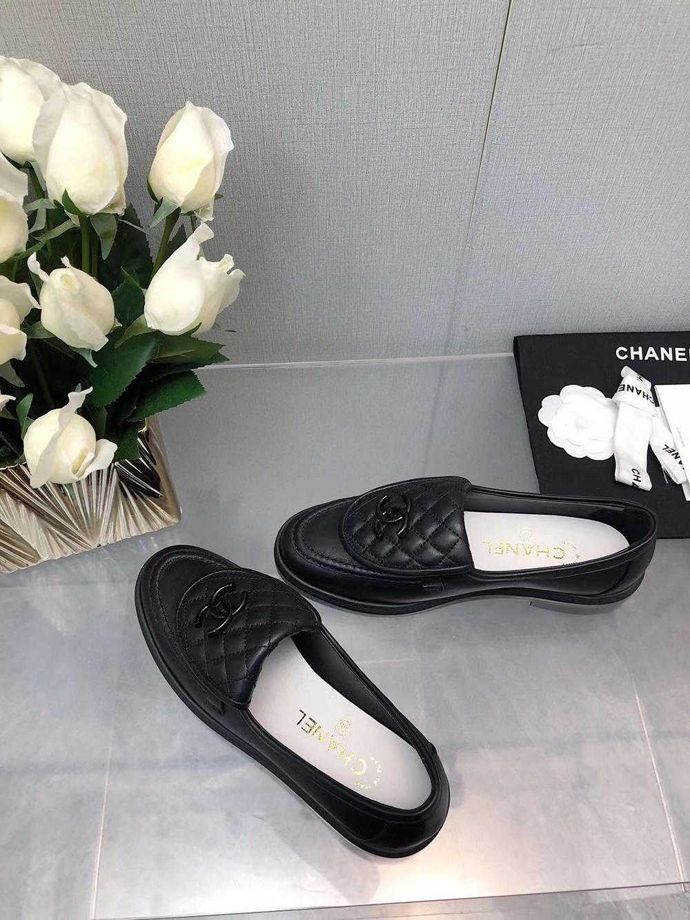 CHANEL CC Leather Loafers