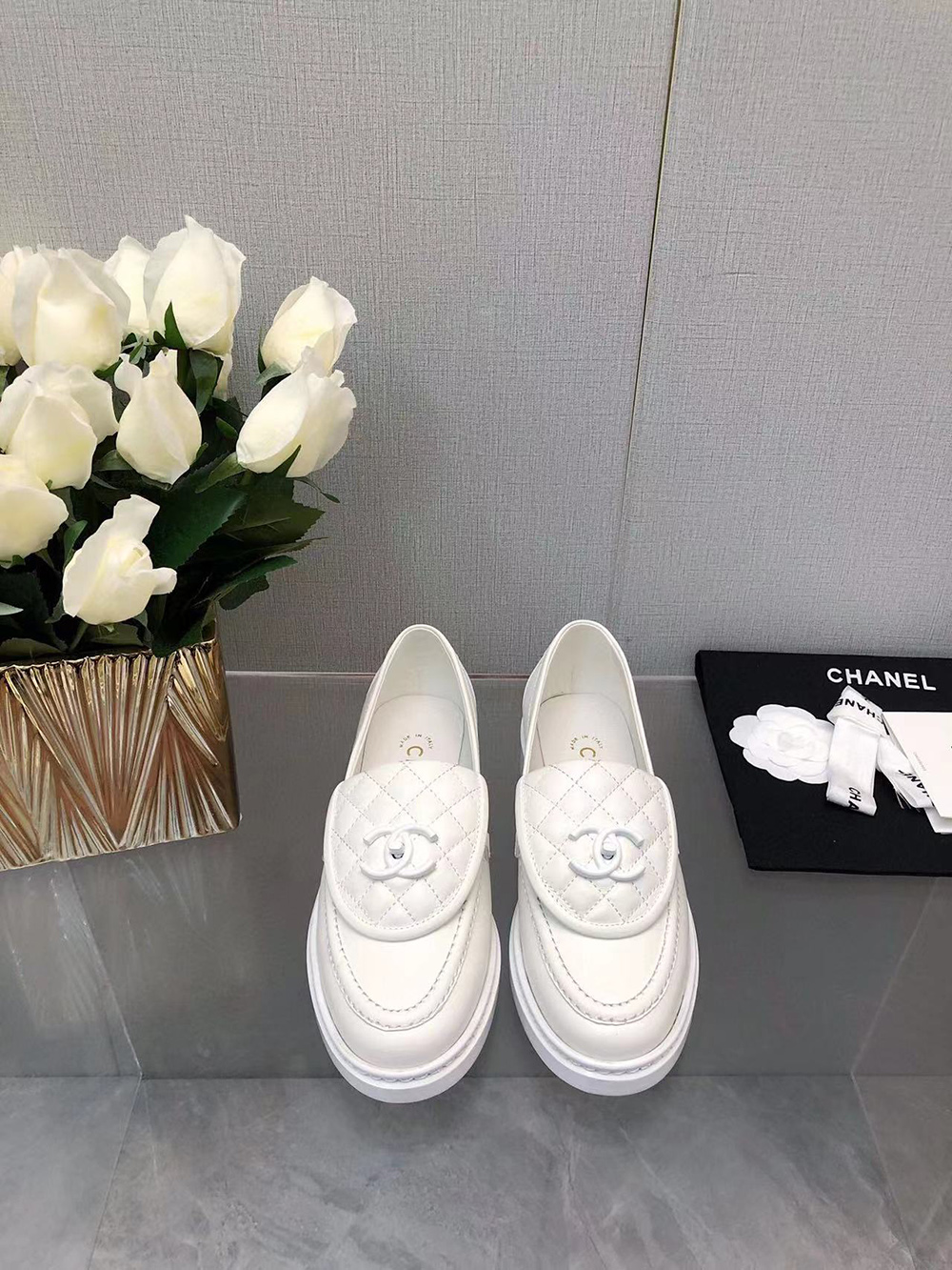 CHANEL CC Leather Loafers