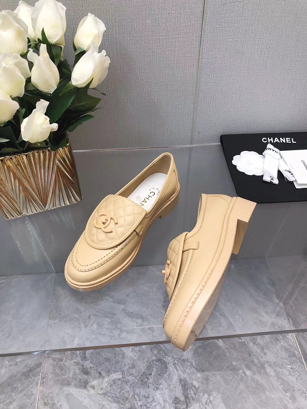 CHANEL CC Leather Loafers