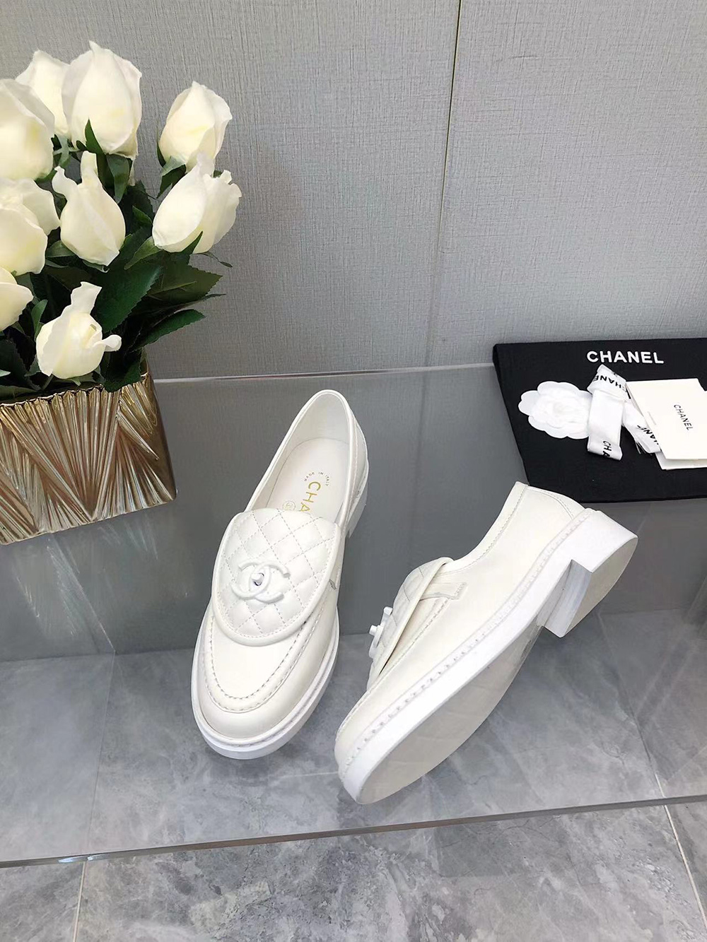 CHANEL CC Leather Loafers