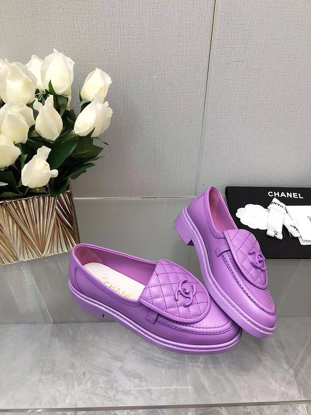 CHANEL CC Leather Loafers