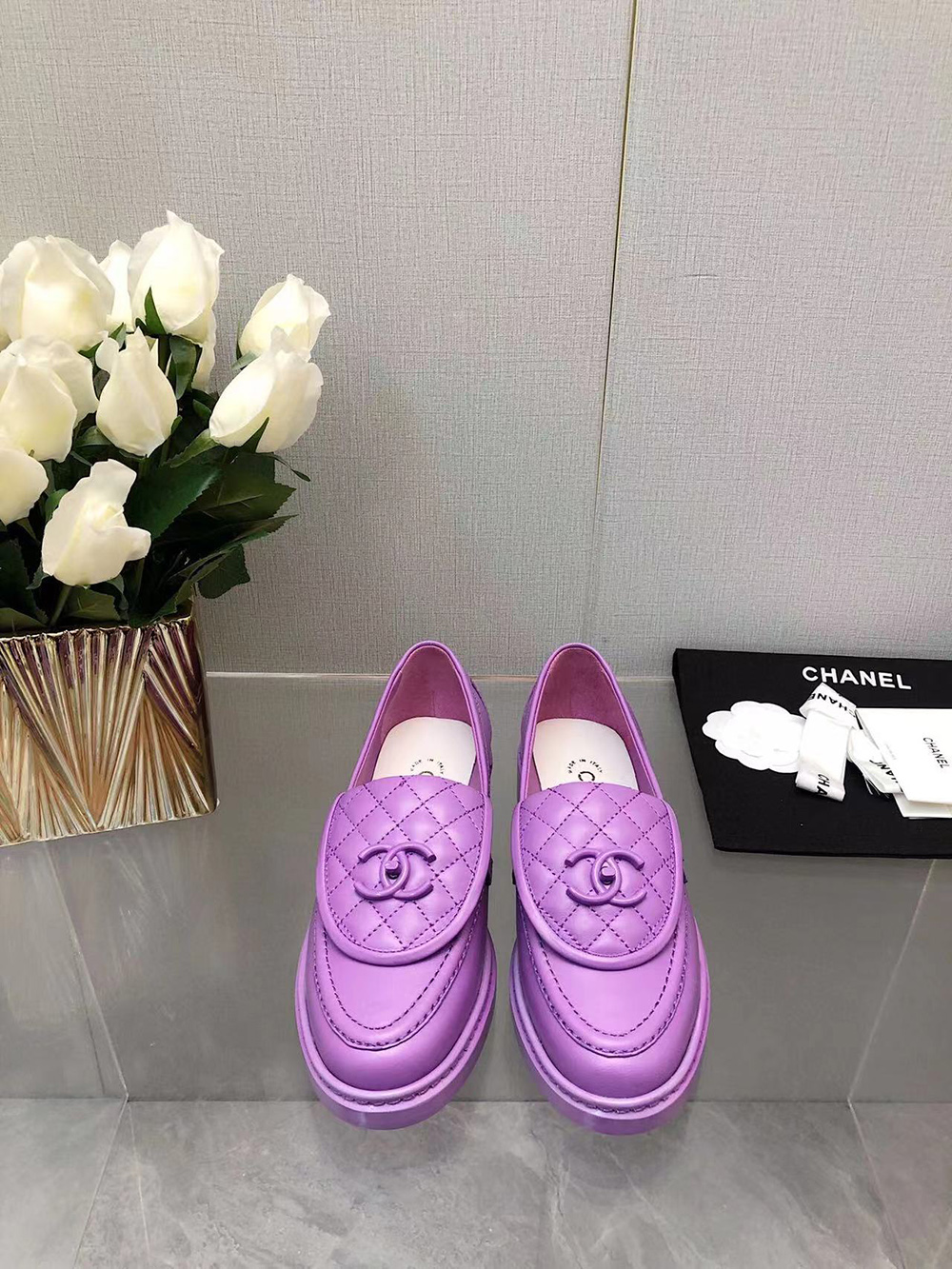 CHANEL CC Leather Loafers