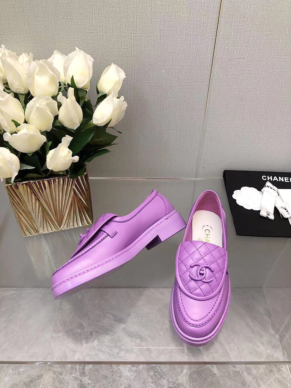 CHANEL CC Leather Loafers