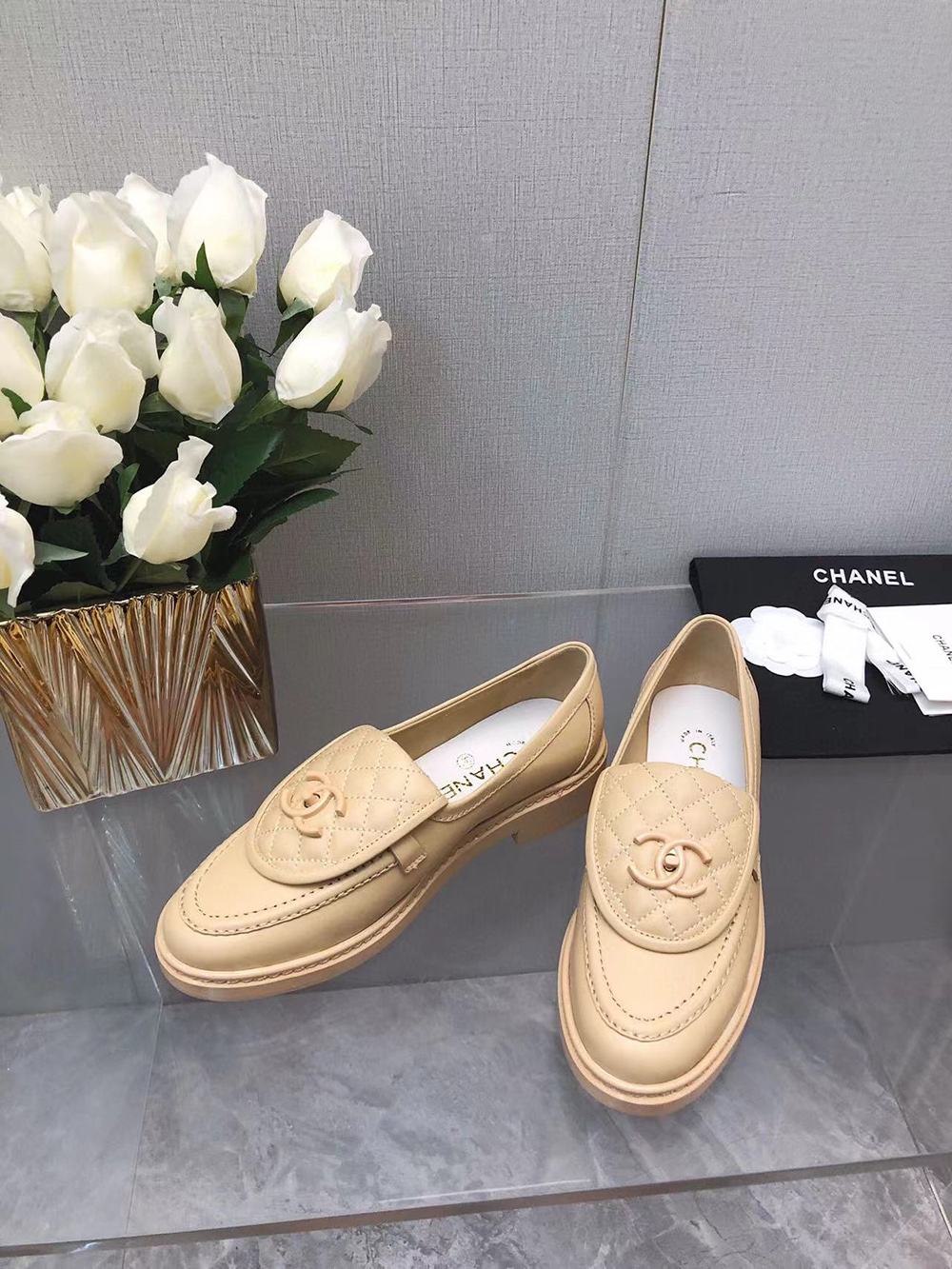 CHANEL CC Leather Loafers