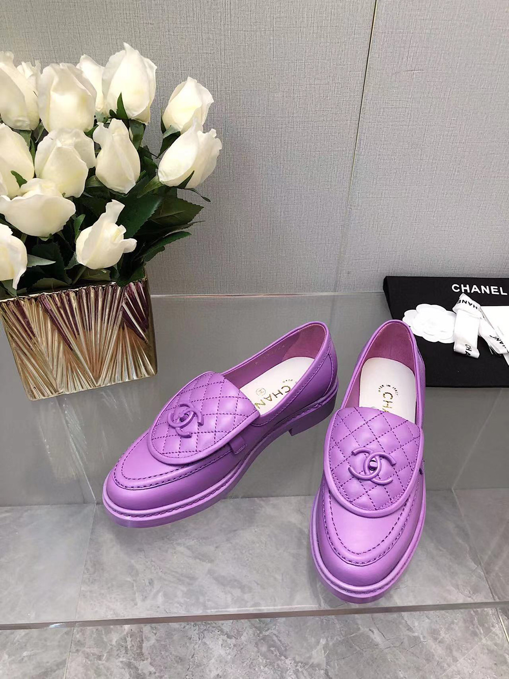 CHANEL CC Leather Loafers