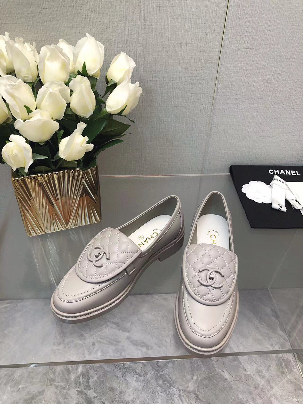 CHANEL CC Leather Loafers