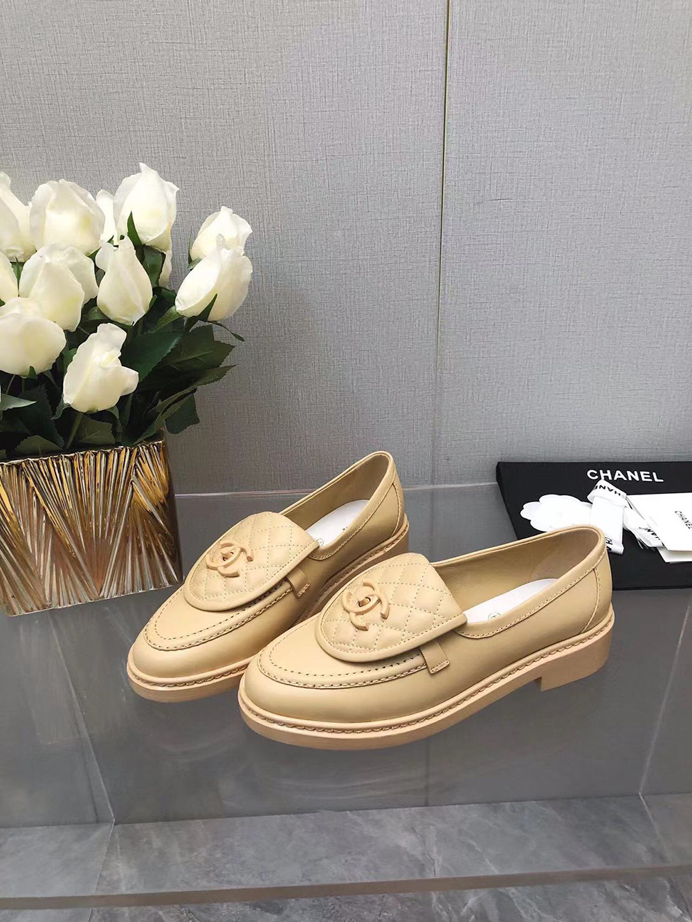 CHANEL CC Leather Loafers