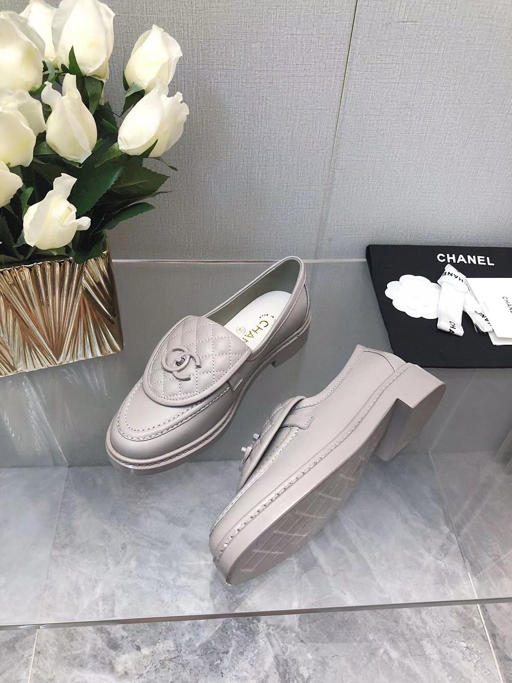 CHANEL CC Leather Loafers