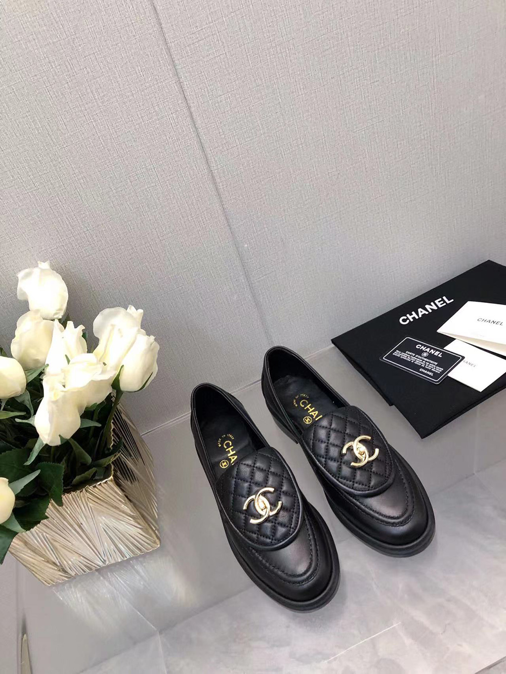 CHANEL CC Leather Loafers