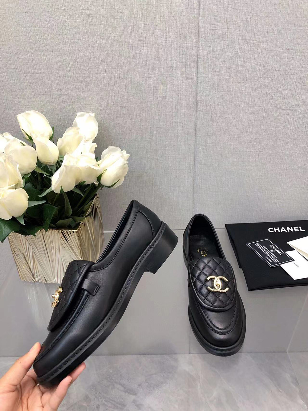 CHANEL CC Leather Loafers