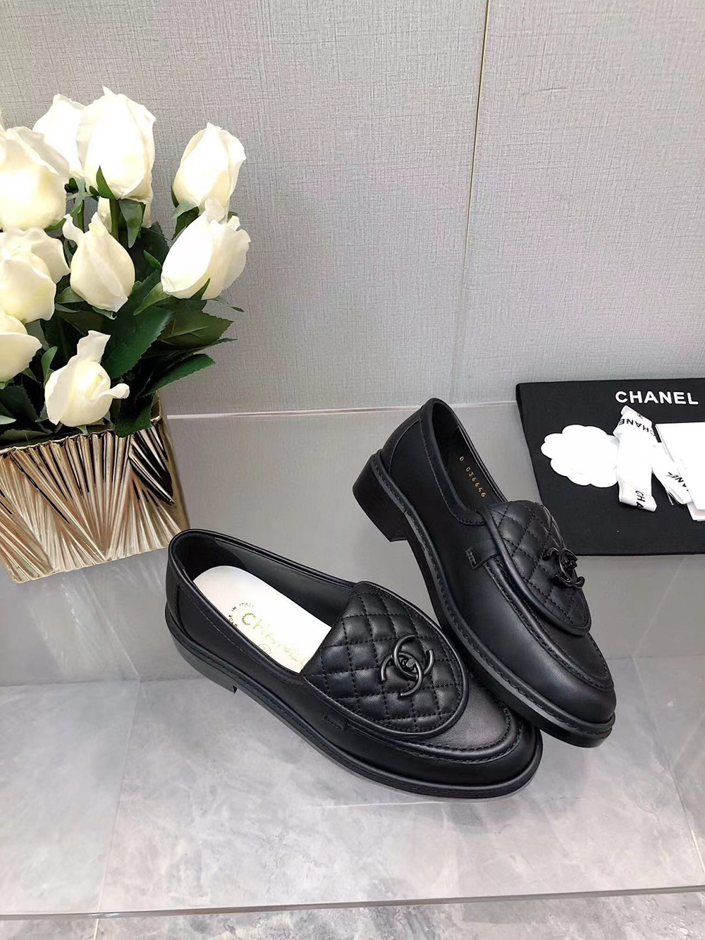 CHANEL CC Leather Loafers