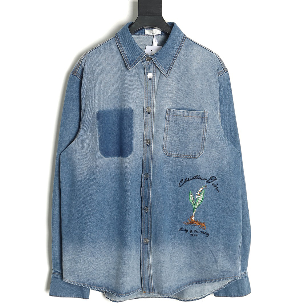 DIOR Dr men 24fall lily of the valley denim shirt