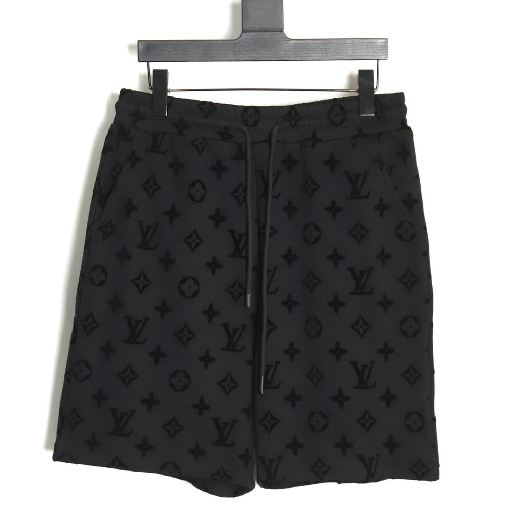 Louis Vuitton monogram flocked full-print logo shorts TSK1