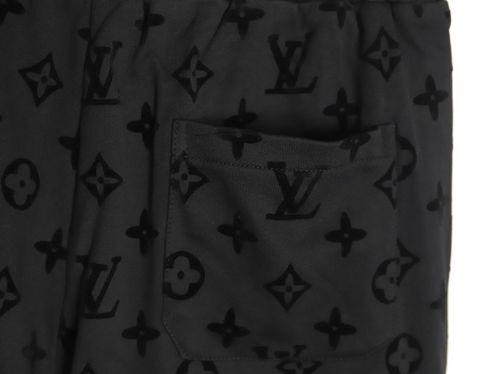 Louis Vuitton monogram flocked full-print logo shorts TSK1