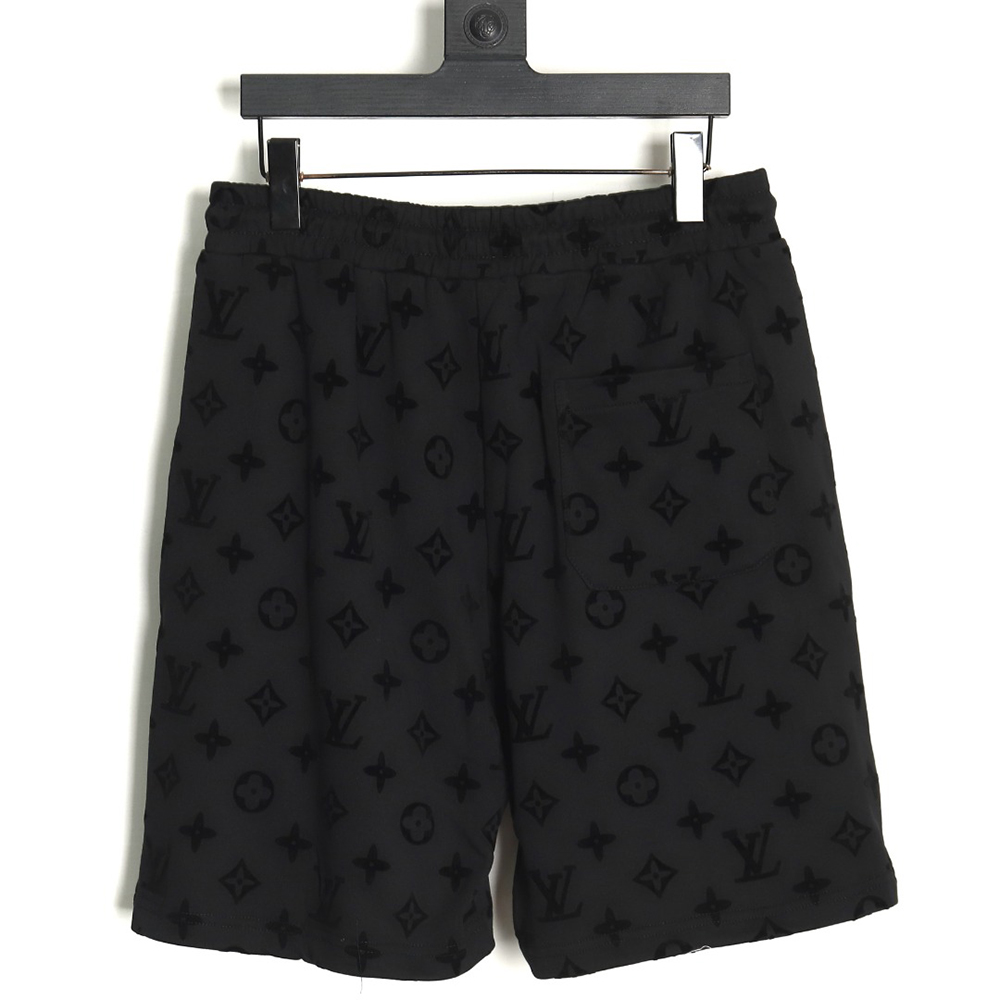 Louis Vuitton monogram flocked full-print logo shorts TSK1