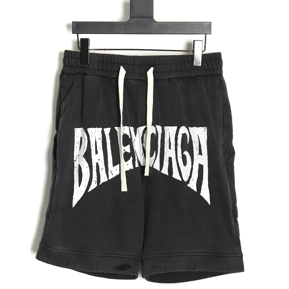 Balenciaga washed hand-painted damaged shorts