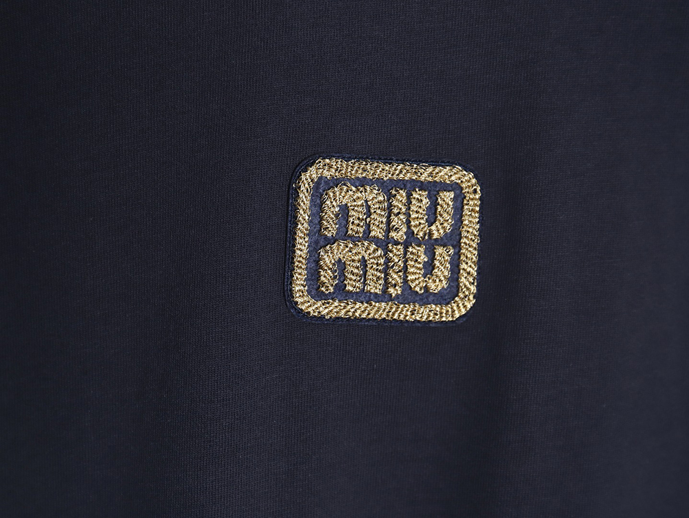 Miu Miu long-sleeved T-shirt with gold logo embroidery