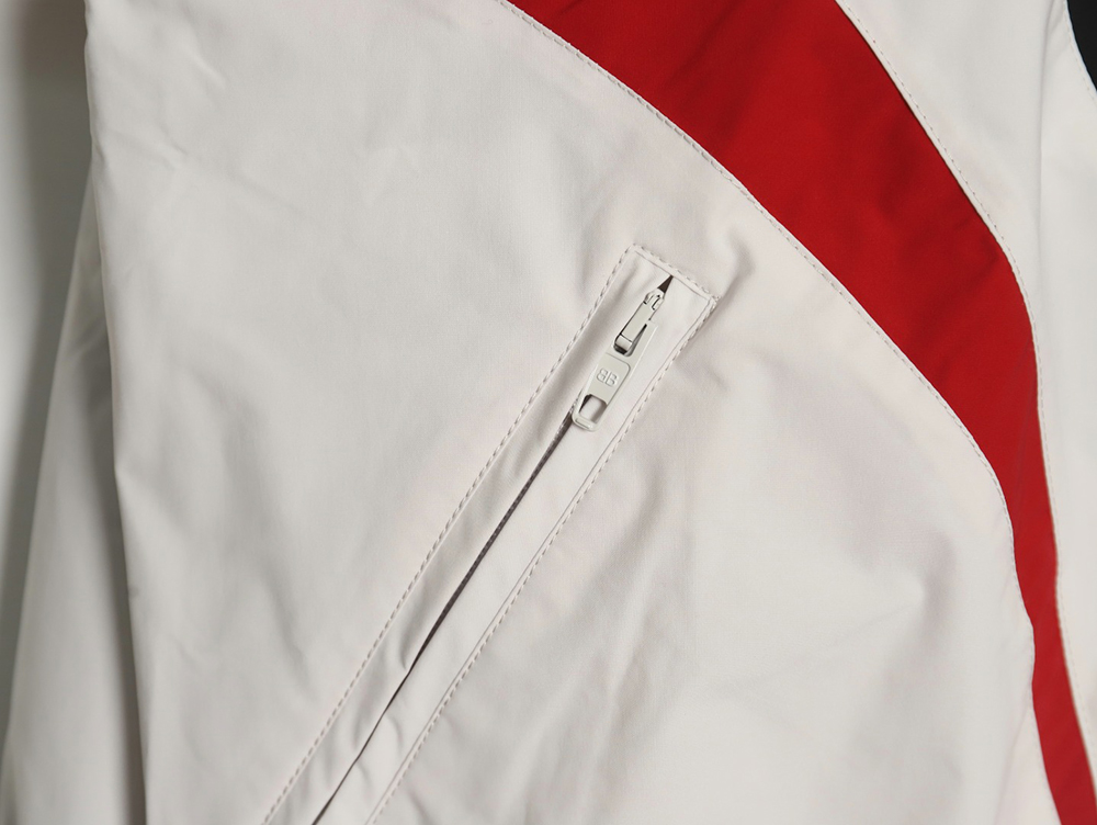 Balenciaga 3B red and white hooded windbreaker jacket