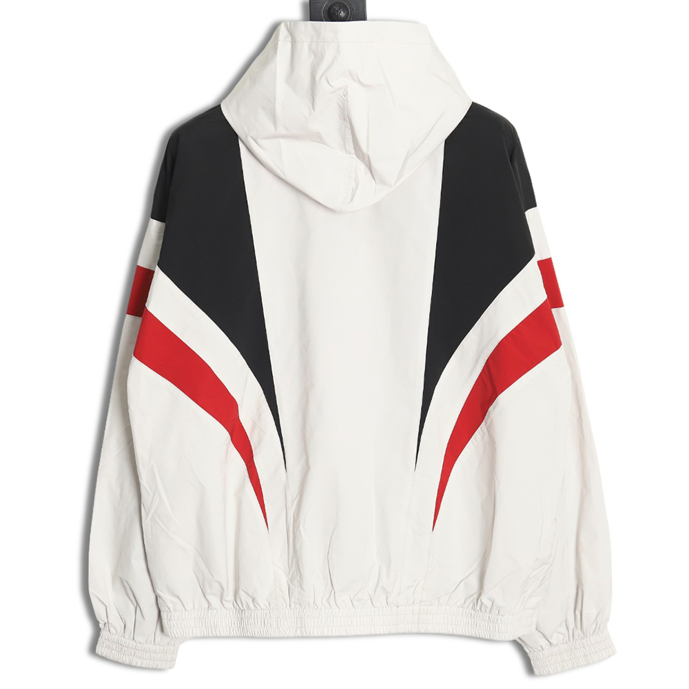 Balenciaga 3B red and white hooded windbreaker jacket