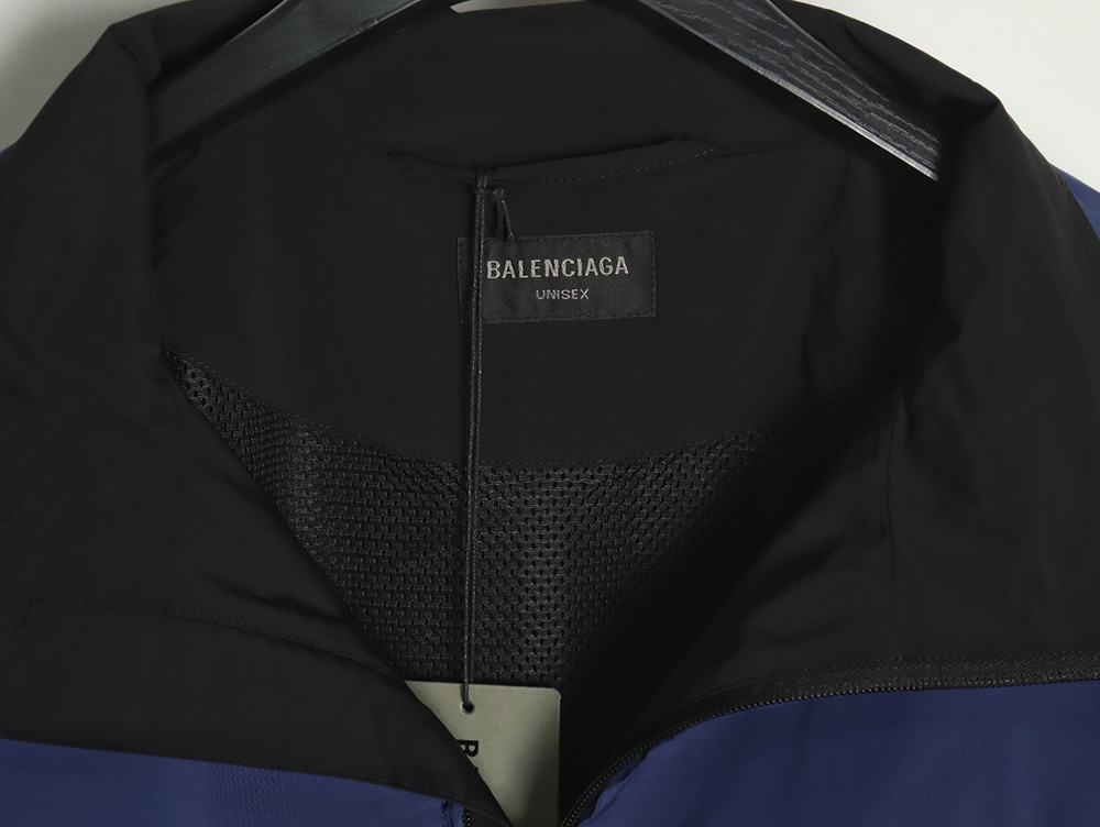 Balenciaga 3B black and blue stitching stand collar jacket