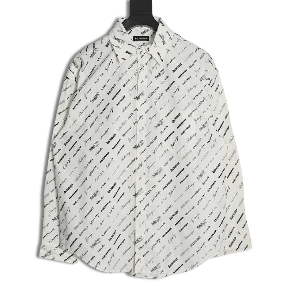 Balenciaga all-over English lettering long-sleeved shirt