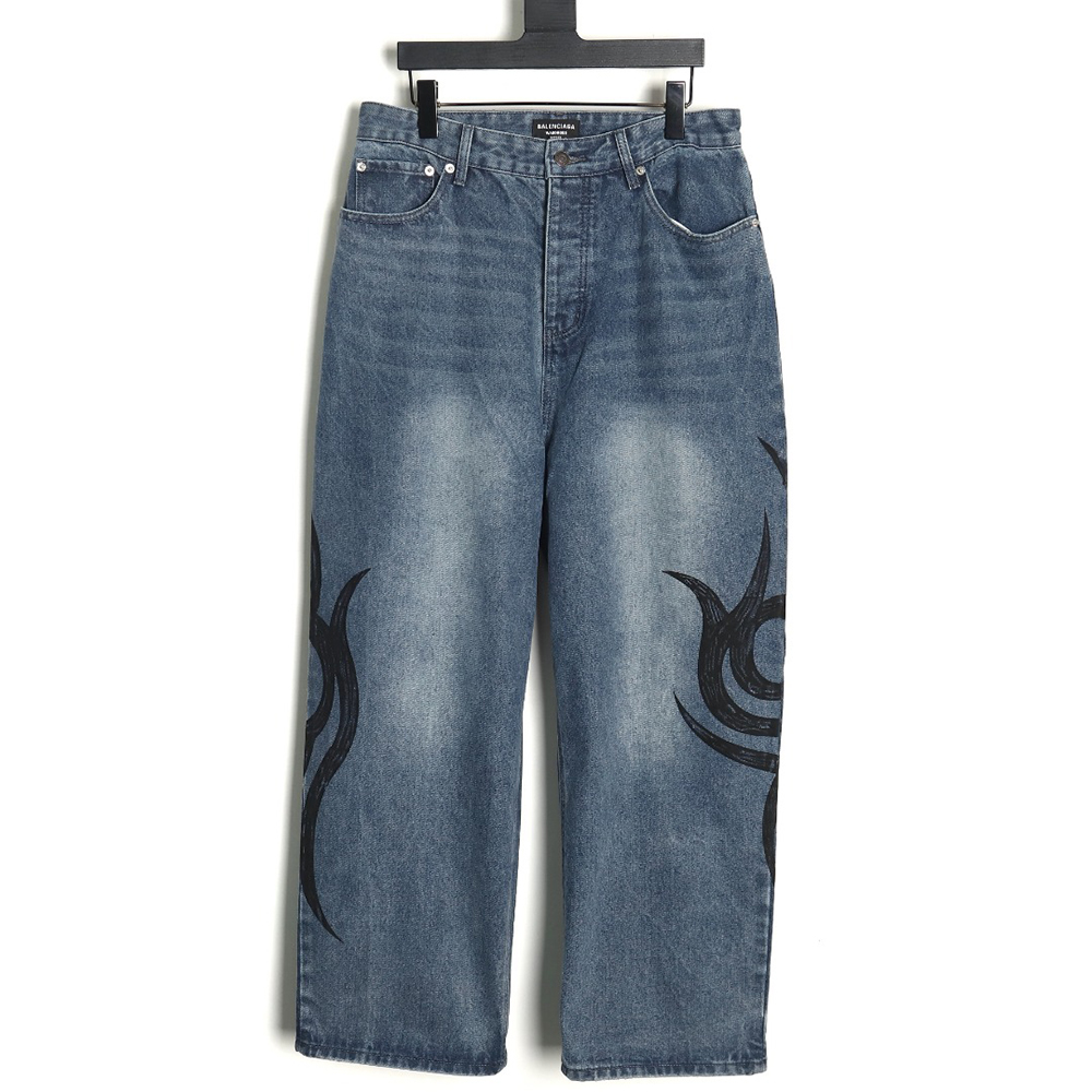 Balenciaga hand-painted totem denim trousers