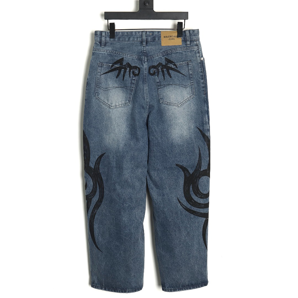 Balenciaga hand-painted totem denim trousers