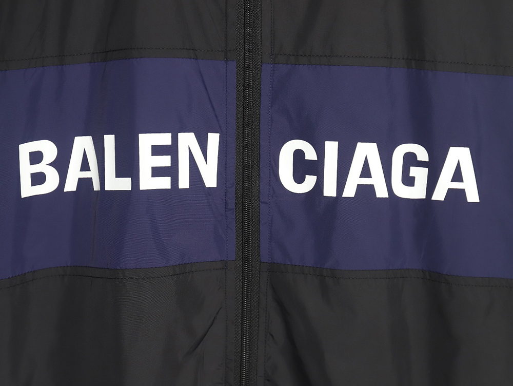 Balenciaga 57 black and blue patchwork slogan jacket