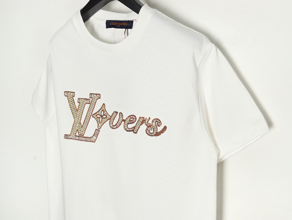 Louis Vuitton Beaded Sequined Embroidered Short Sleeve T-Shirt