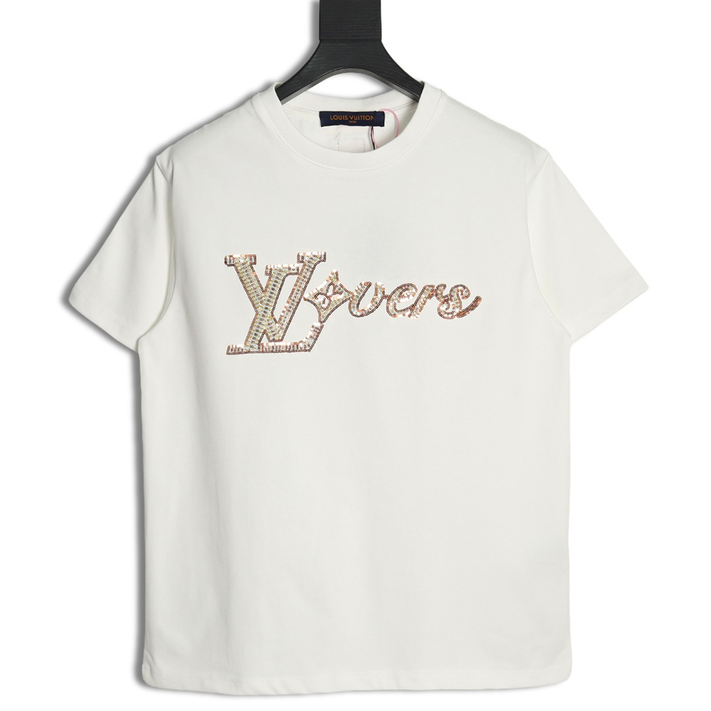 Louis Vuitton Beaded Sequined Embroidered Short Sleeve T-Shirt