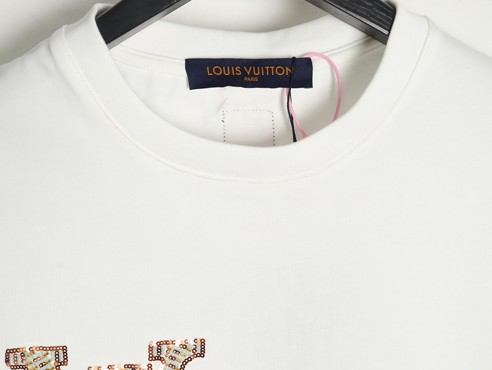 Louis Vuitton Beaded Sequined Embroidered Short Sleeve T-Shirt