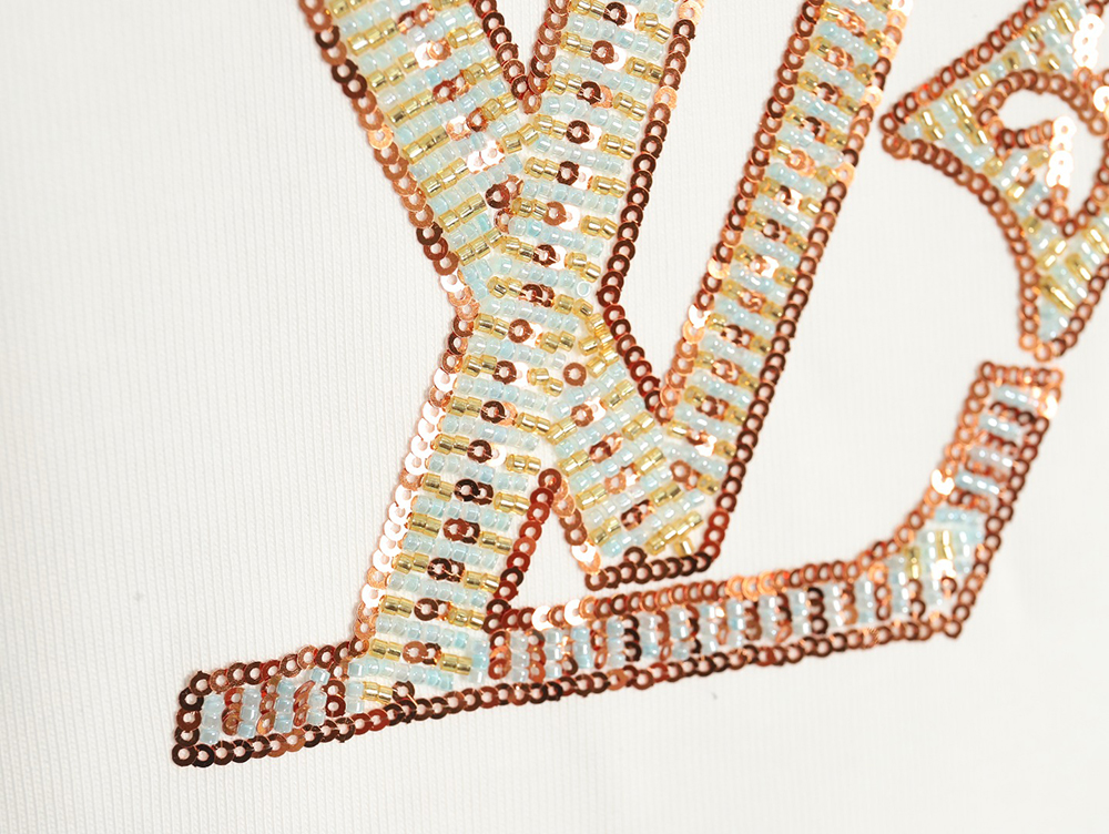 Louis Vuitton Beaded Sequined Embroidered Short Sleeve T-Shirt