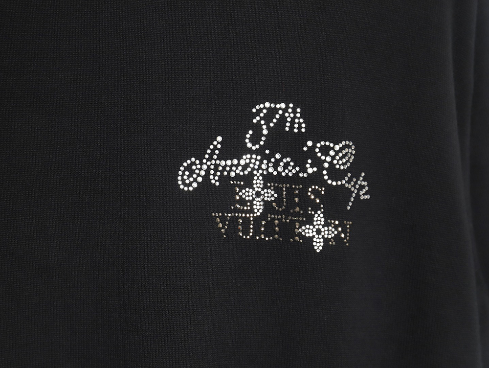 Louis Vuitton rhinestone embroidered knitted short-sleeved T-shirt