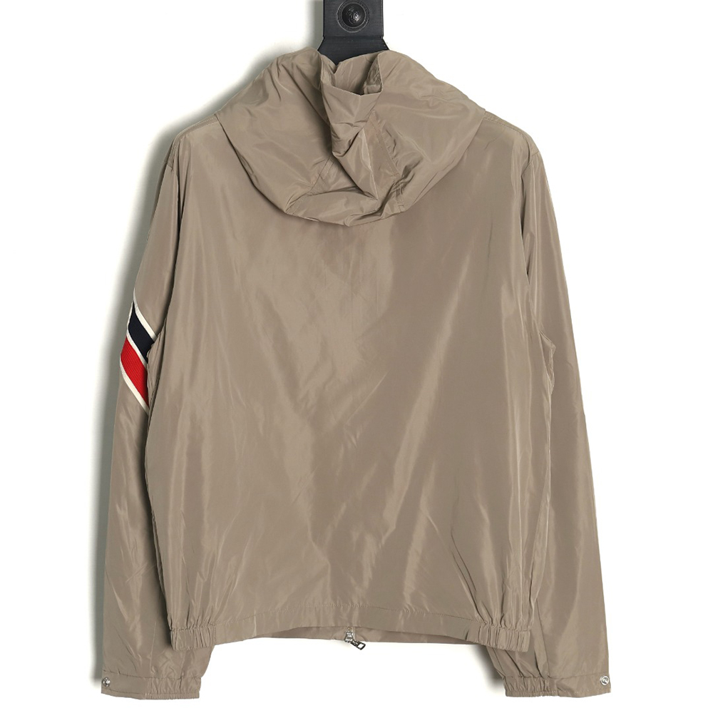 Moncler Tricolor Trim Sleeve Striped Hooded Jacket