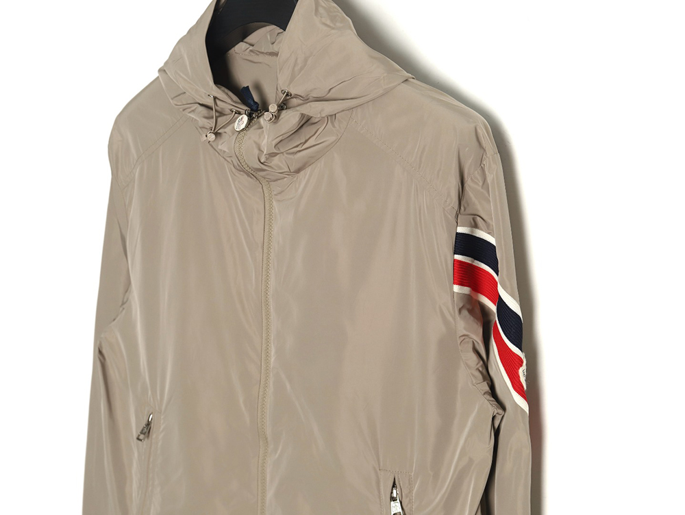 Moncler Tricolor Trim Sleeve Striped Hooded Jacket