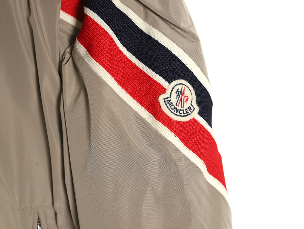 Moncler Tricolor Trim Sleeve Striped Hooded Jacket