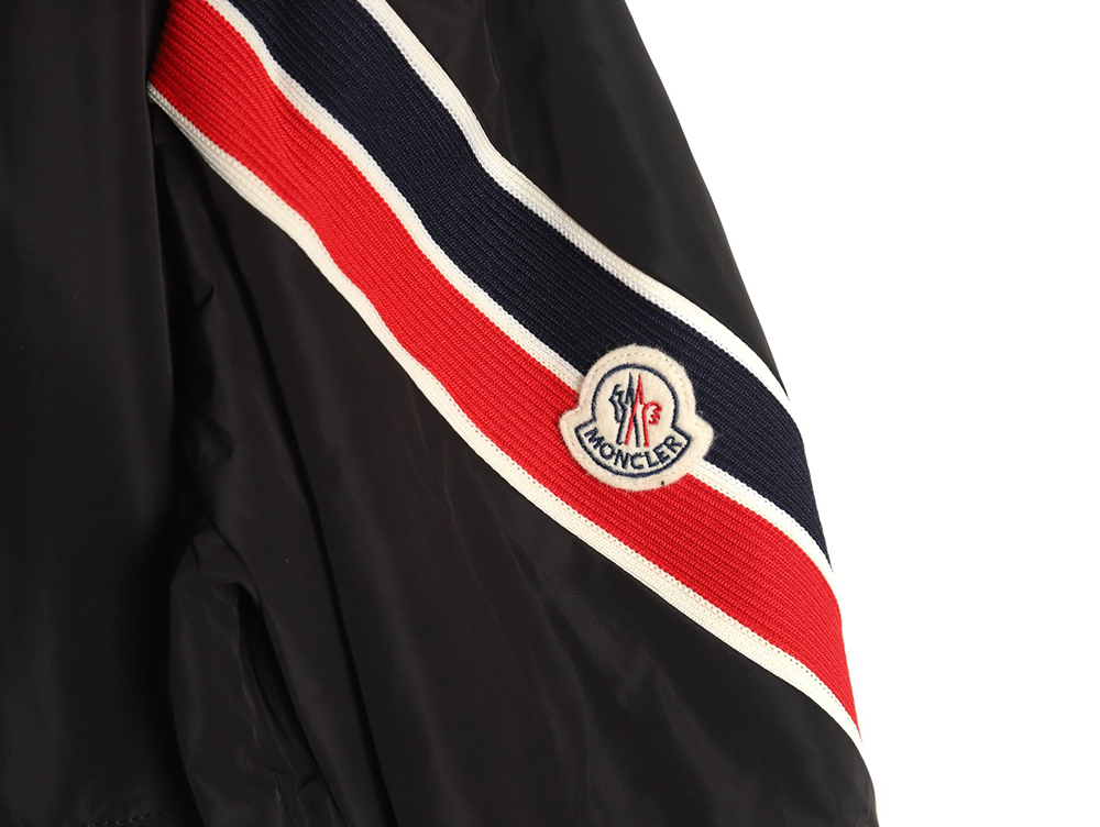 Moncler Tricolor Trim Sleeve Striped Hooded Jacket TSK1