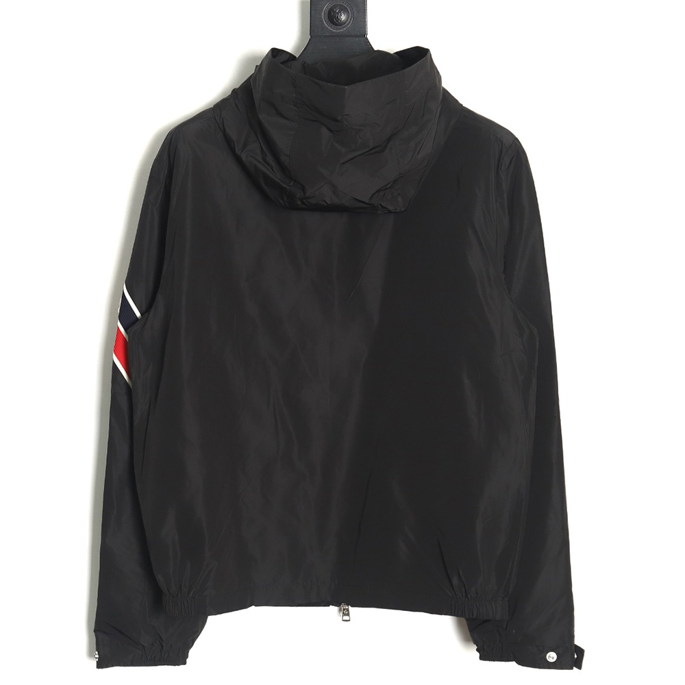 Moncler Tricolor Trim Sleeve Striped Hooded Jacket TSK1