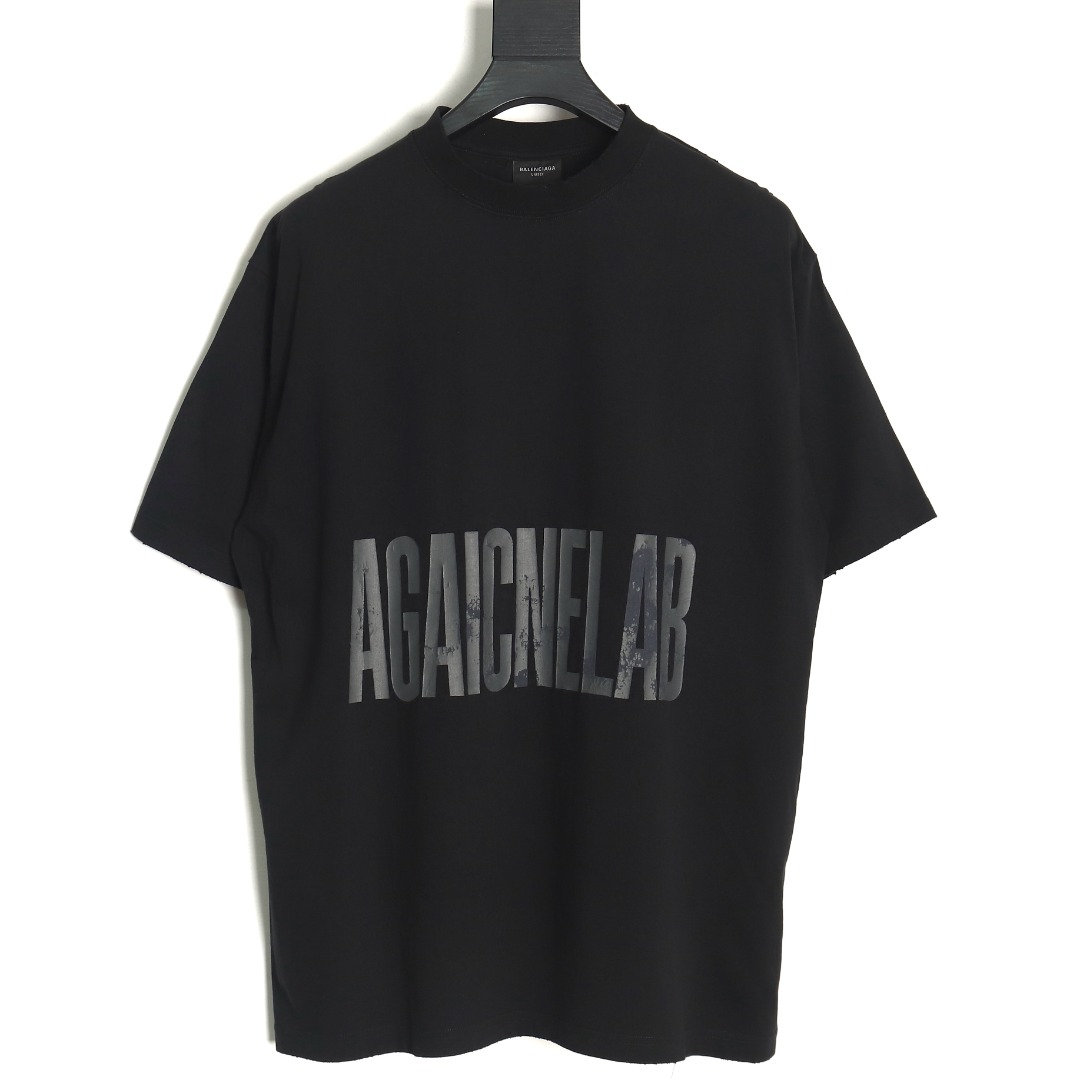 Balenciaga Cracked reverse letter print short sleeves