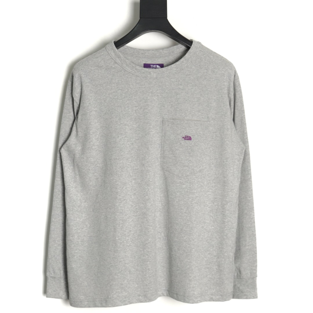 The North Face Purple Logo Embroidered Long Sleeve T-Shirt TSK1