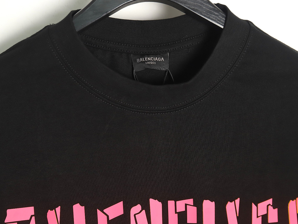 Balenciaga pink letter silicone print short sleeves