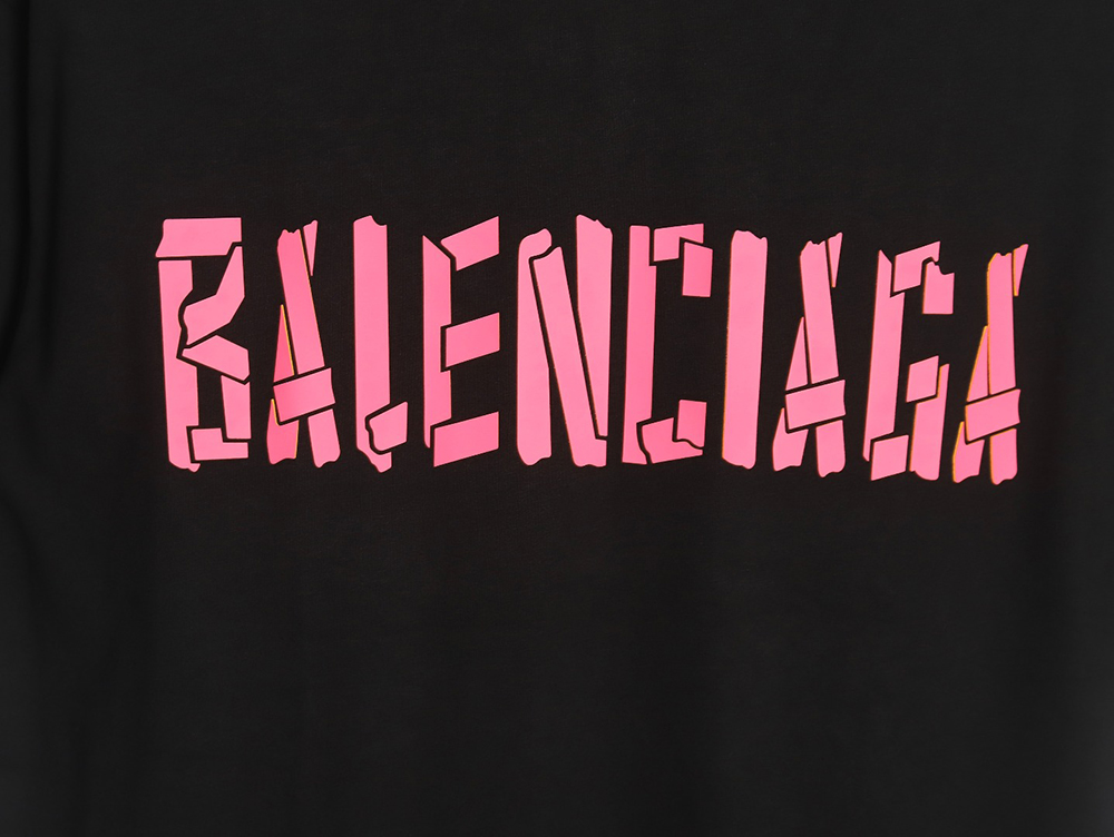 Balenciaga pink letter silicone print short sleeves