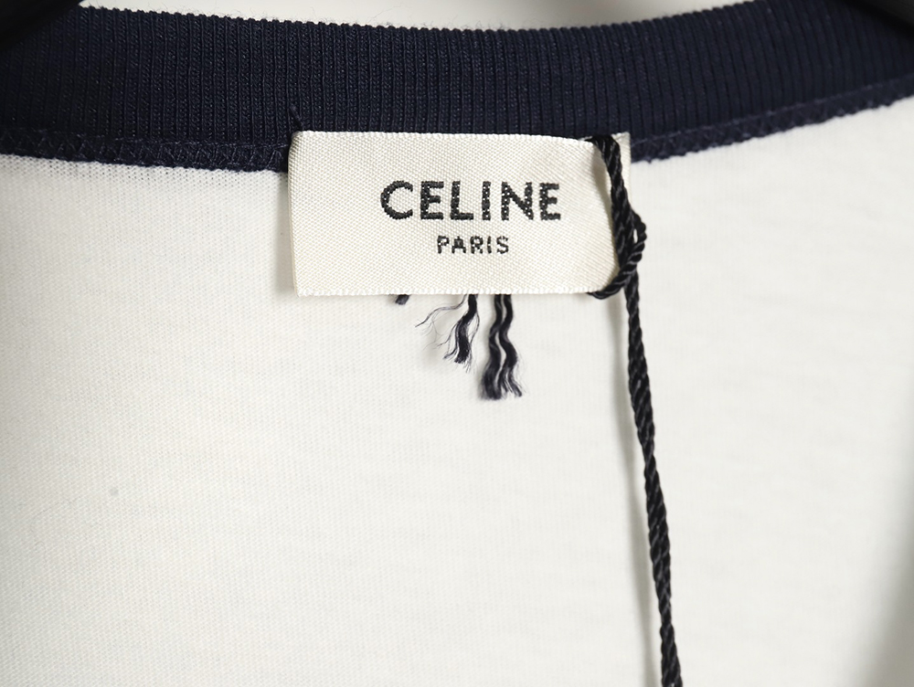 Celine flocked letter patchwork long-sleeved T-shirt