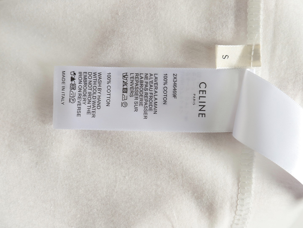 Celine flocked letter patchwork long-sleeved T-shirt