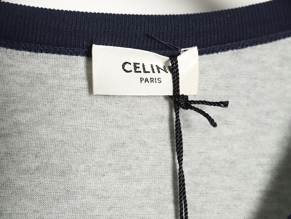 Celine flocked letter patchwork long-sleeved T-shirt TSK1