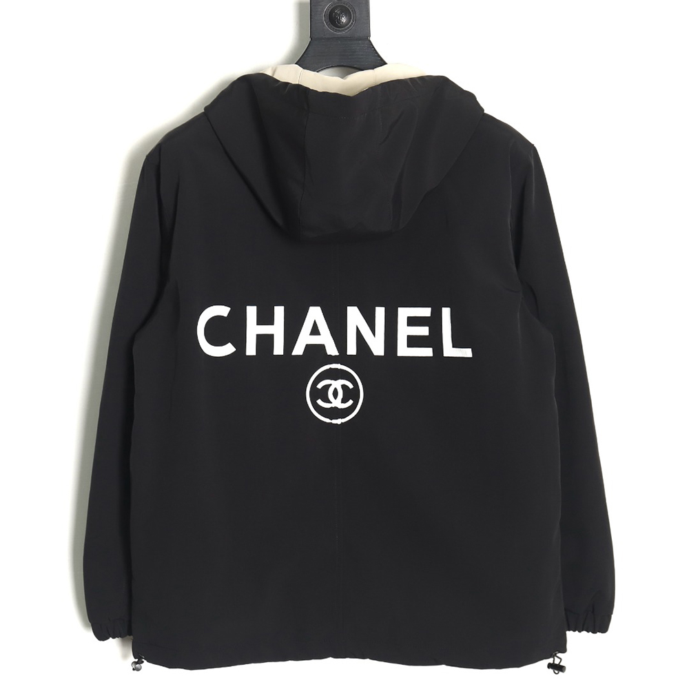 Chanel Embroidered Slogan Vintage Zipper Trench Coat TSK1