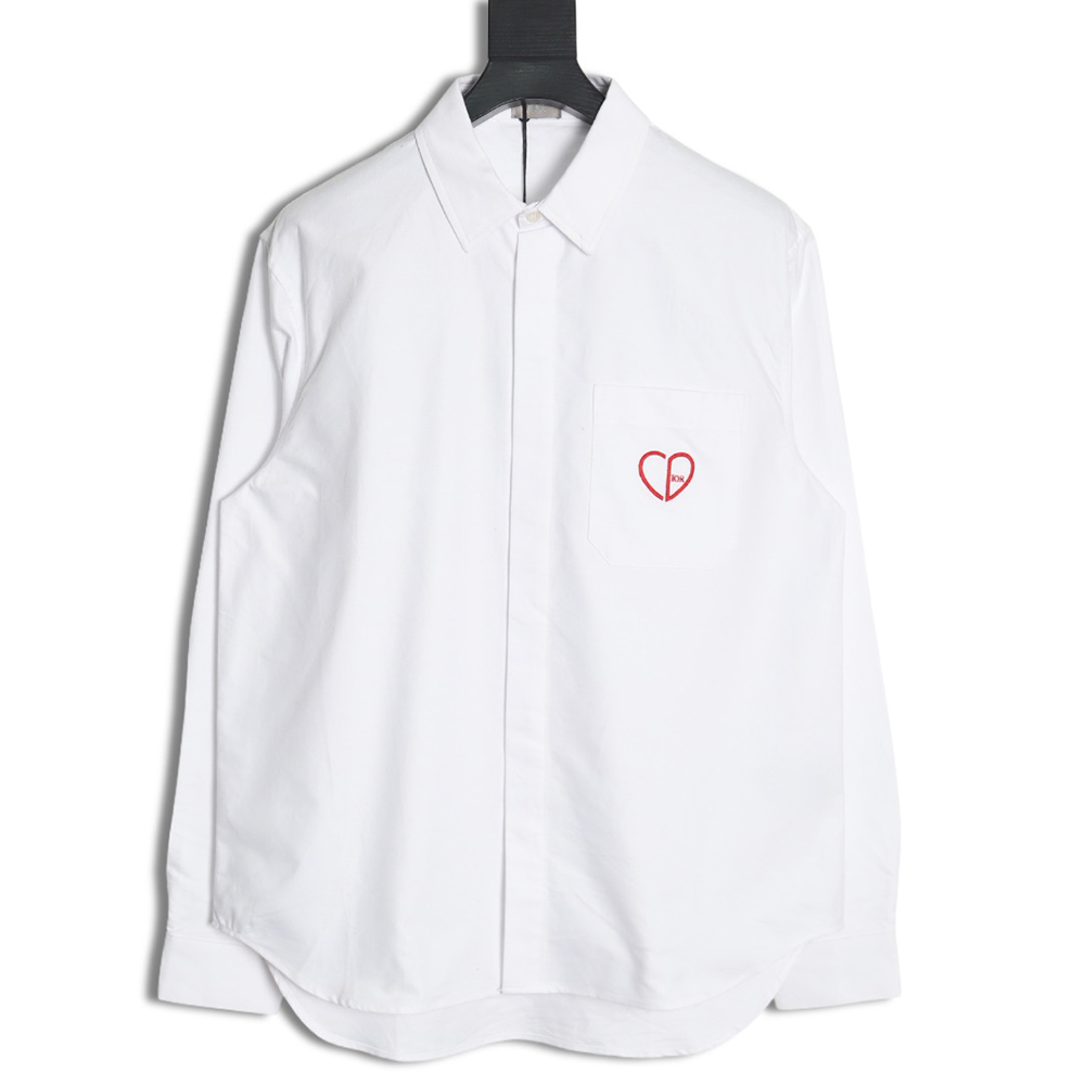 Dior heart embroidered long-sleeved shirt