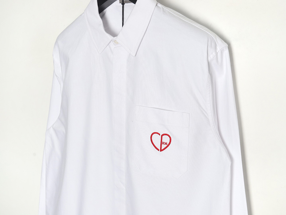 Dior heart embroidered long-sleeved shirt