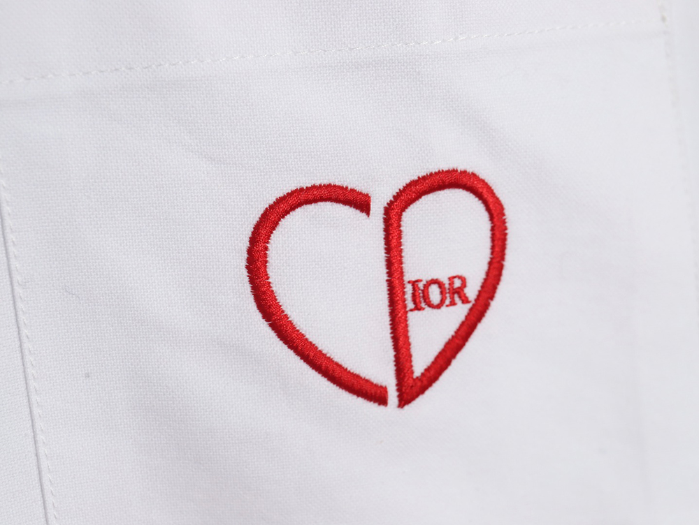 Dior heart embroidered long-sleeved shirt